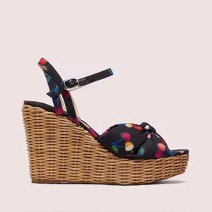 Kate Spade Anita Black Multicolor Wedge Sandals NIB